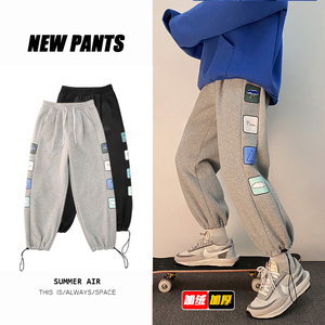 XZ616秋季新款加绒大码印花潮牌抽绳休闲卫裤TY043J