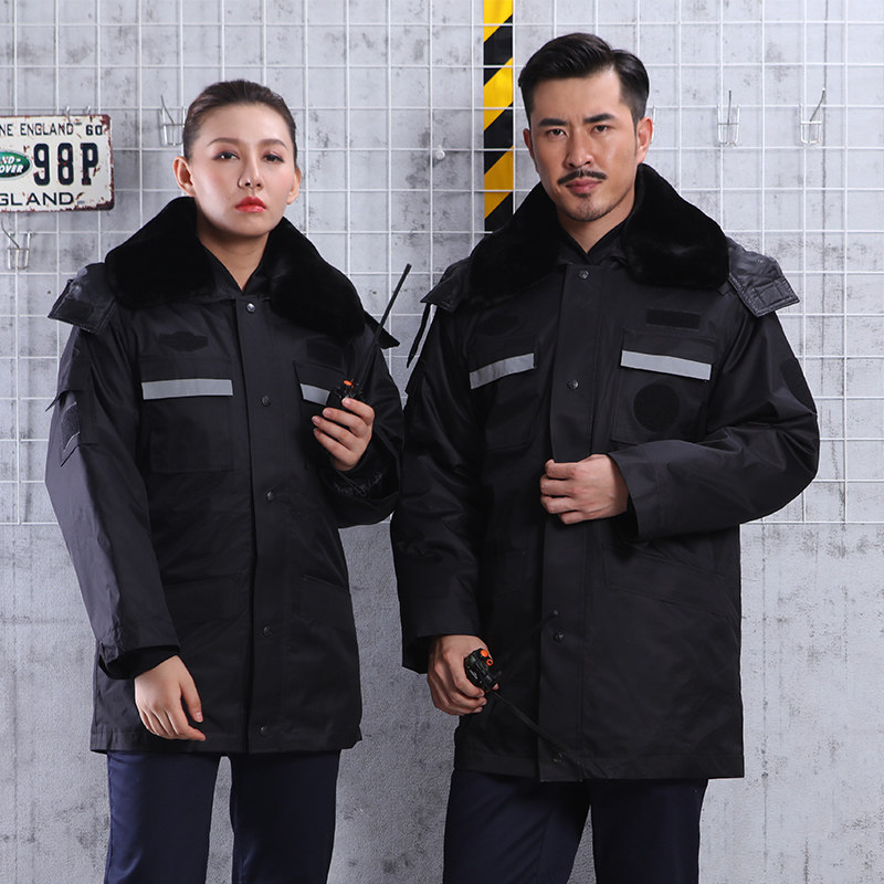 保安棉服男加厚棉衣冬装制服冬天工作服棉袄秋冬季多功能防寒大衣