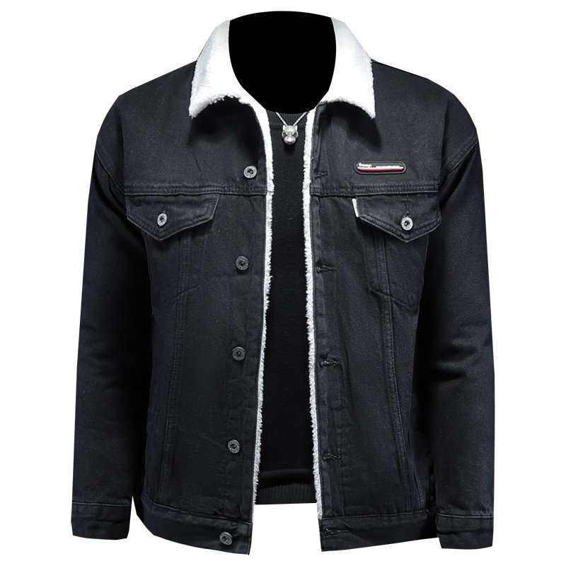 羊羔毛牛仔棉服外套男加厚牛仔衣黑色外套730/M9363/P158,男装棉衣,钱塘730-1