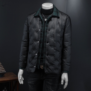 冬季新款呢料拼接假两件羽绒服男士修身质量好730/T88027/P280图片