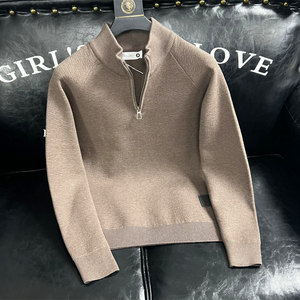 重磅半高拉链立领子毛衣外套针织衫高克重羊毛衫M8656/P150沙发图片