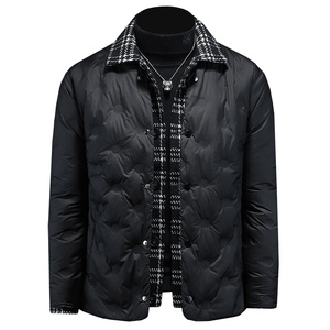 冬季新款呢料拼接假两件羽绒服男士修身质量好730/T88027/P280图片