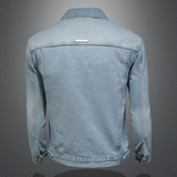 730/N9032/P145浅色翻领简约牛仔夹克外套男士修身短款金属牛仔衣，男装夹克，钱塘730-1