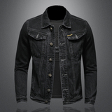 精品男士夹克黑色翻领牛仔外套男QT5027/H0627/P195有大货，男装夹克，钱塘5027