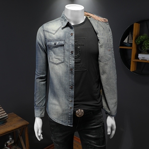 730/W50014/P150 复古做旧水洗牛仔衬衣男士帅气简约 主推图片