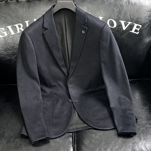 XZ88123/P185羊毛混纺西服外套男商务休闲单西上衣字母暗纹藏青色图片