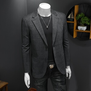XZ88132/P175新羊毛混纺西服外套男商务休闲单西上衣格子暗纹图片