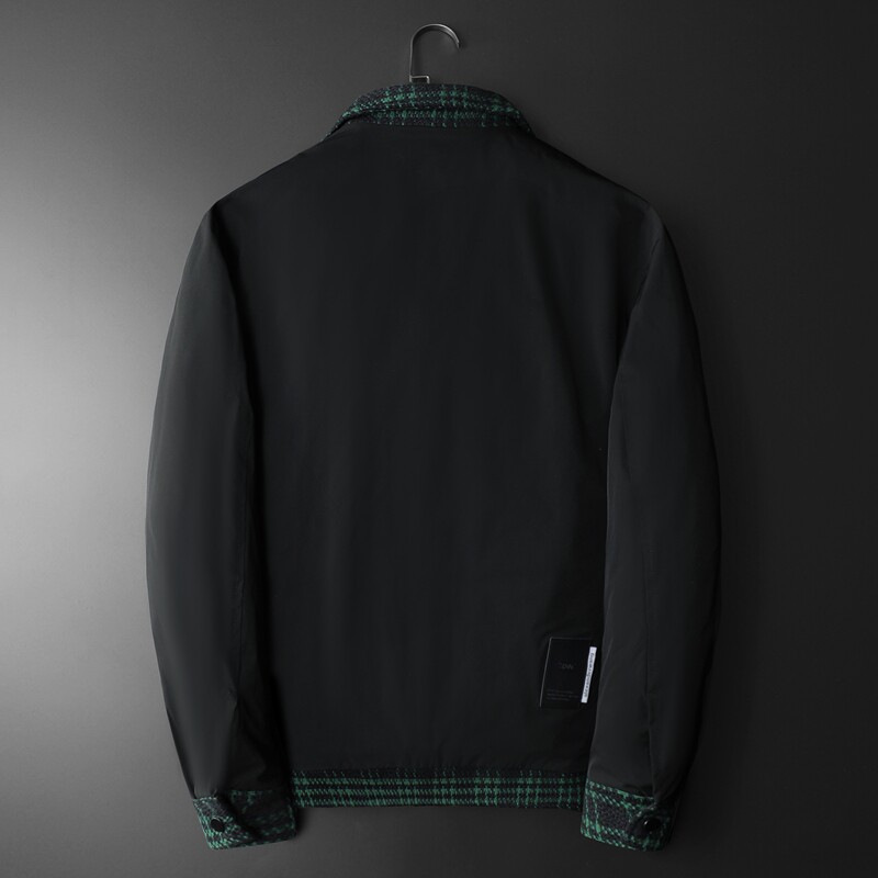 1新风格冬季呢料拼接青果领羽绒服男士修身Y88023/P280大货,男装羽绒服,钱塘730-1