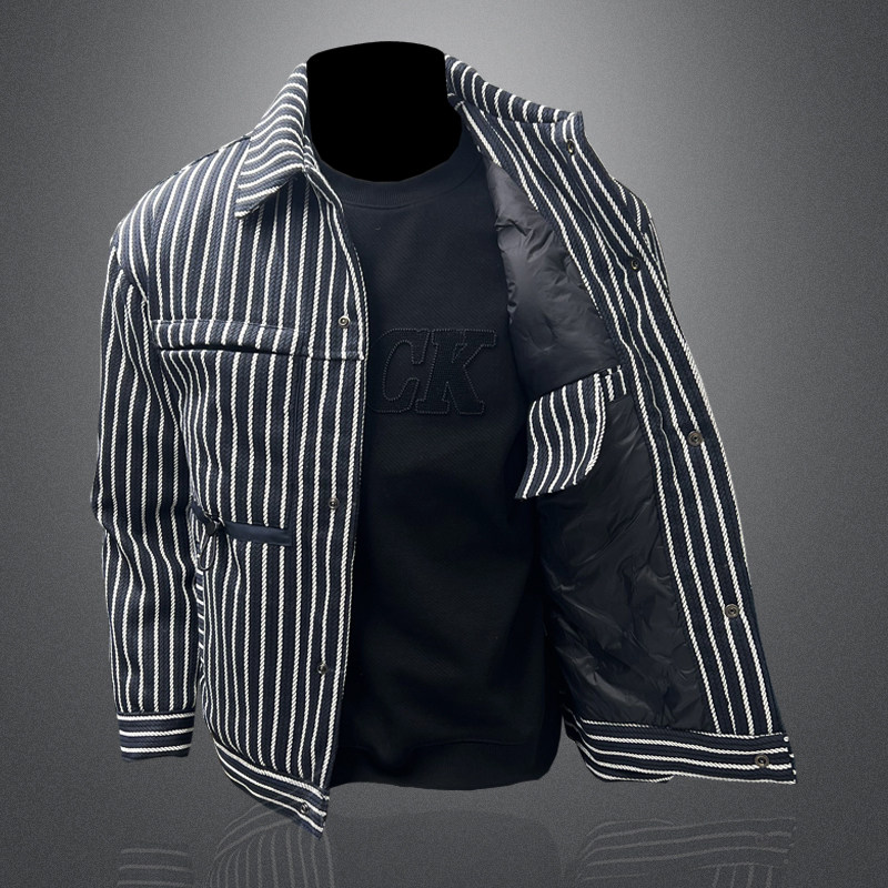 QT5027/F9358/P268条纹羽绒服男小香风风格男定制设计款FEE,男装羽绒服,钱塘730-1