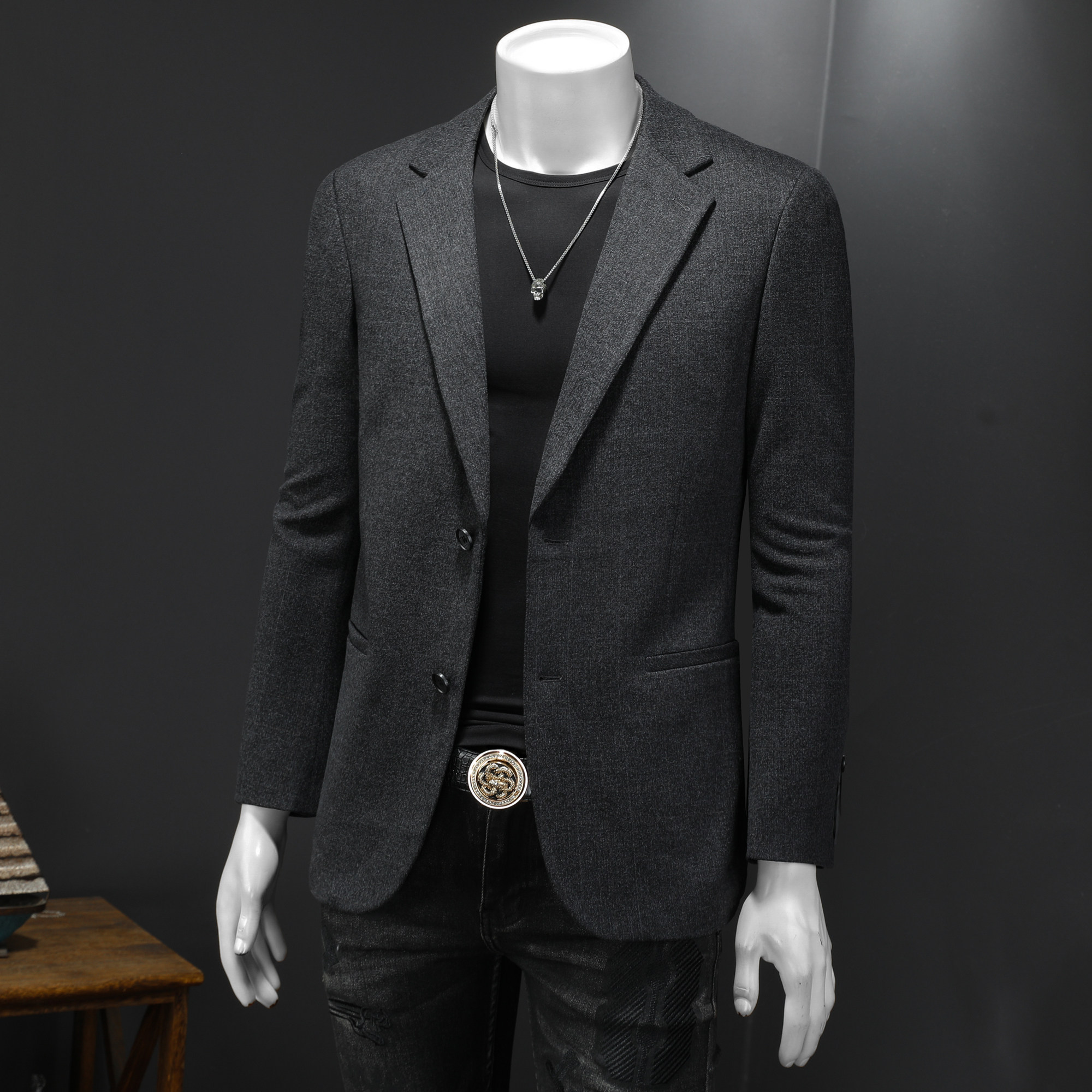 730/XZ88029/P175新羊毛混纺西服外套男商务休闲单西上衣格子暗纹,男装西服,钱塘730-1