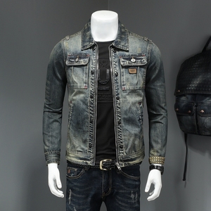 秋天730/H4000/P195 高品质牛仔衣 复古色拉链牛仔服图片
