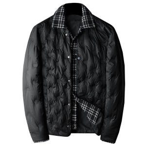 新风格冬新款呢料拼接假两件羽绒服男士修身好T88027/P280图片