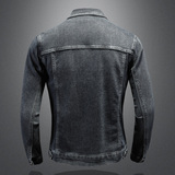 爆730/F8357/P155修身韩版简约牛仔外套男士金属装饰新增黑灰色，男装工装外套，钱塘730-1