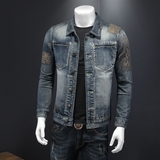 730/H230641/P225秋冬新款个性复古水洗牛仔衣刺绣牛仔外套男，男装工装外套，钱塘730-1