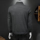 休闲暗纹夹克高端领刺绣口袋立领秋冬夹克X3619/P145灰底，男装夹克，钱塘730-1