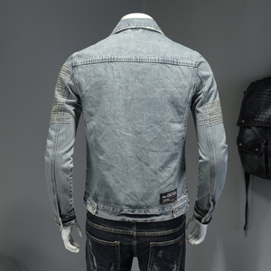 现货730/H9120/P205 个性刺绣浅色牛仔外套 男士修身牛仔衣图片