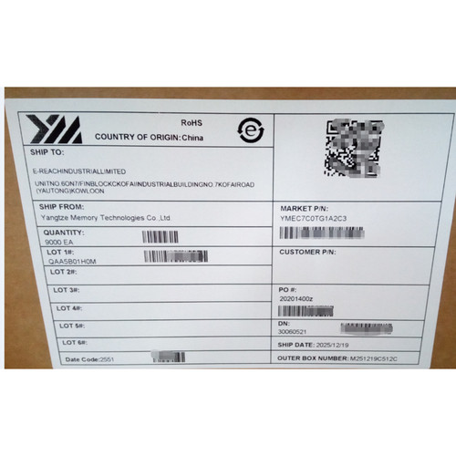 全新原装现货 YMEC7C0TG1A2C3 64GB内存芯片 长江存储EMMC5.1