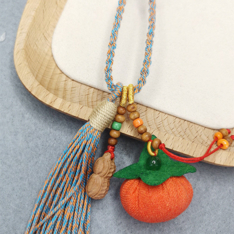 徐州香包手工编绳藏式流苏好事发生手工缝端午香囊小柿子桃木挂件