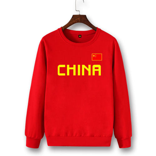 国旗加绒团体队服圆领卫衣