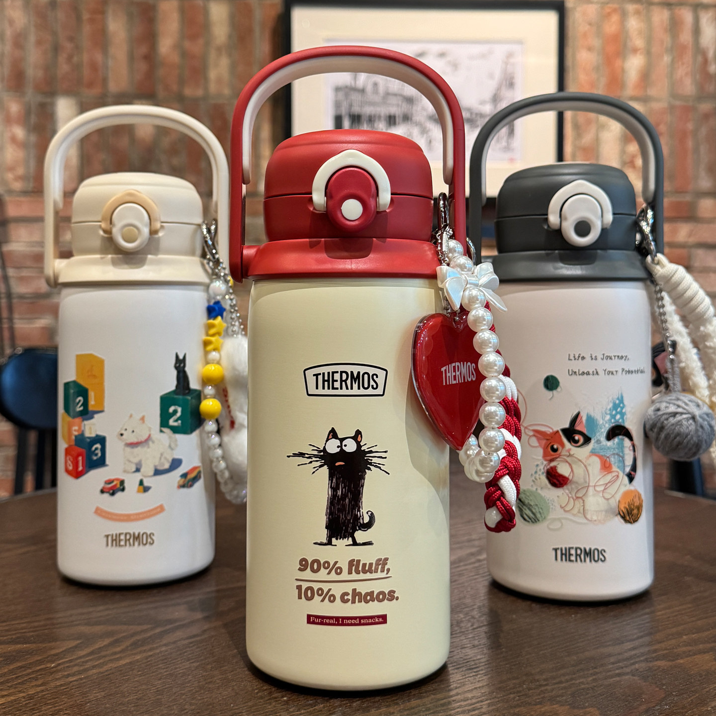 膳魔师儿童保温杯学生双饮吸管杯一盖双用便携大容量儿童直饮水杯