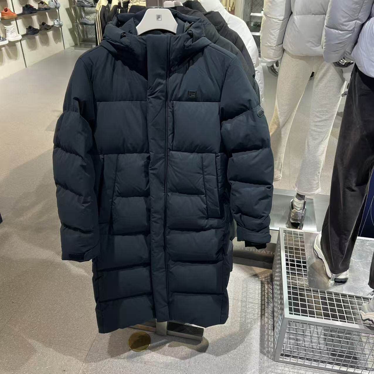 鹅绒长款羽绒服胶印F方块标 双头拉链 男女同款海外代购不退换
