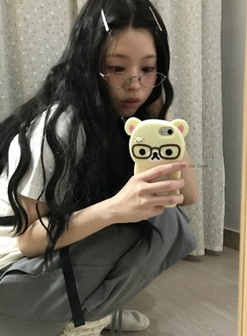 春日部防卫队Fighting｜古早味韩国ins博主同款发呆轻松熊适用苹果16手机壳iphone15防摔14/13/12/11/xs/7p