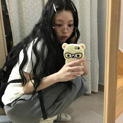 春日部防卫队Fighting｜古早味韩国ins博主同款发呆轻松熊适用苹果16手机壳iphone15防摔14/13/12/11/xs/7p