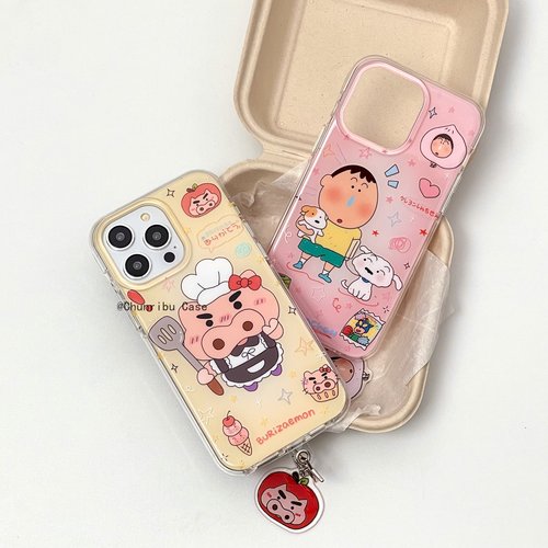 春日部防卫队Fighting｜日韩可爱卡通肥嘟嘟左卫门阿呆适用苹果16promax手机壳小清新韩系挂绳iphone15/14/13