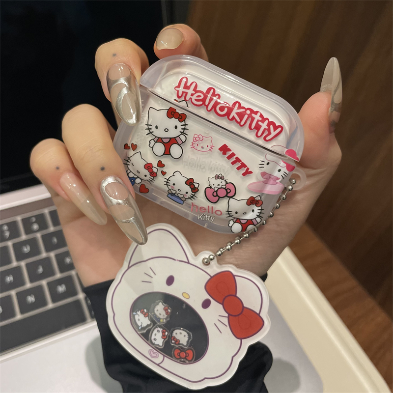 日韩可爱卡通ins少女甜美创意满屏HelloKitty适用苹果airpods1/2/3无线蓝牙耳机套二代新三代防摔保护套硬