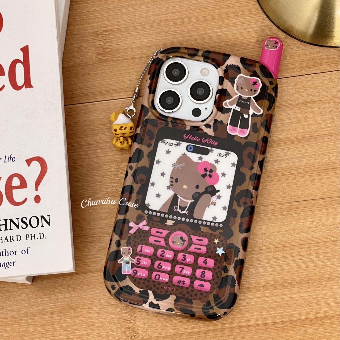 春日部防卫队Fighting｜可爱卡通动漫辣妹豹纹黑皮kitty适用苹果16promax手机壳女大哥大挂绳iphone15/14/13