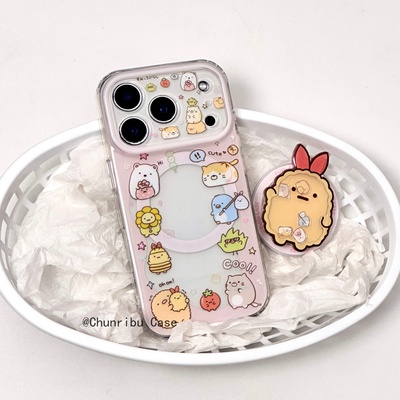 春日部防卫队Fighting｜日韩ins可爱卡通粉色角落生物围边适用苹果17/16promax手机壳磁吸支架iphone15/14/13
