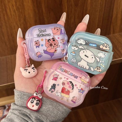 春日部防卫队Fighting｜可爱卡通ins动画小新小白肥嘟嘟左卫门适用苹果airpods1/2/3/4无线蓝牙耳机保护套pro