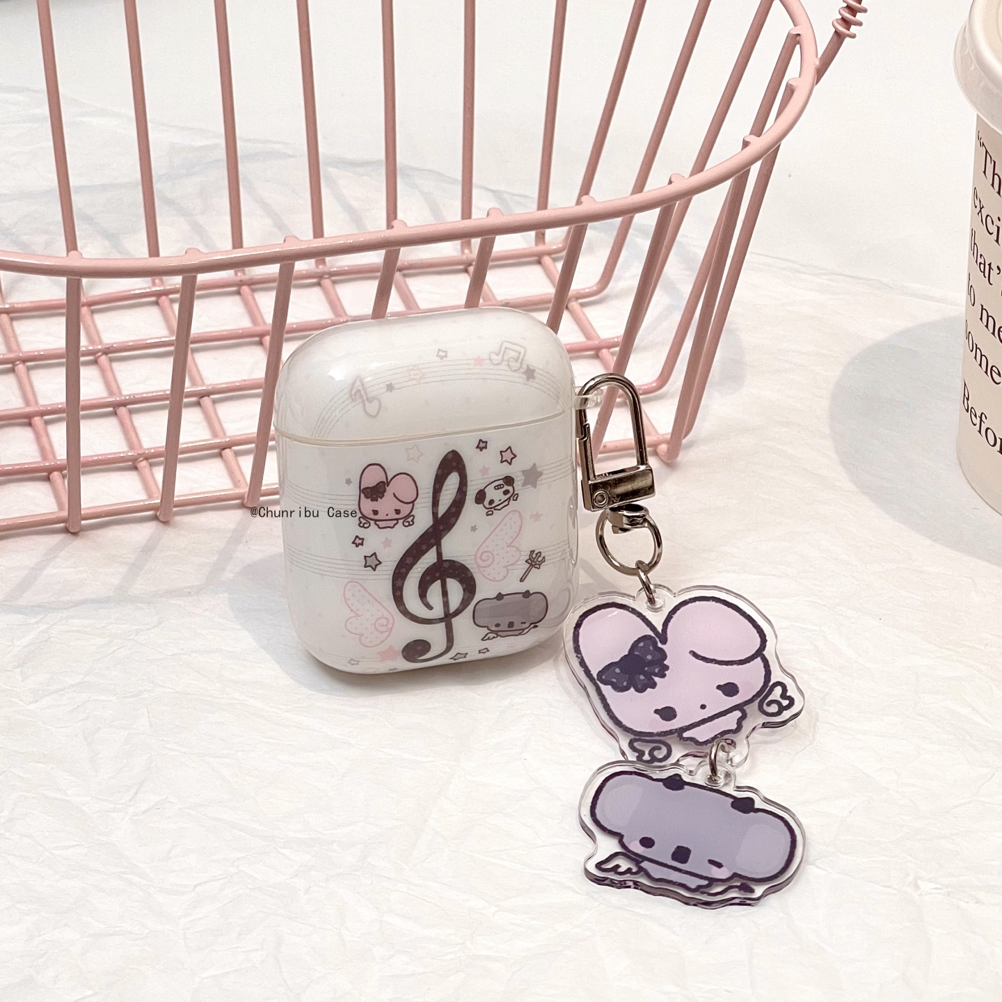 春日部防卫队Fighting|可爱卡通音符小兔考拉适用苹果airpods1/2/3耳机保护套pro二代新3防摔吊坠日韩流行