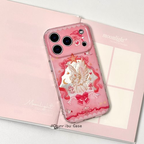 春日部防卫队Fighting｜日韩ins风梦幻粉底十字架沉睡天使高级小众适用苹果17/16promax手机壳iphone15/14/13