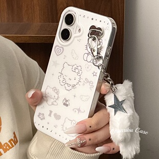 春日部防卫队Fighting｜可爱千禧古早像素风比耶hellokitty适用苹果16promax手机壳y2k女扣款 iphone15