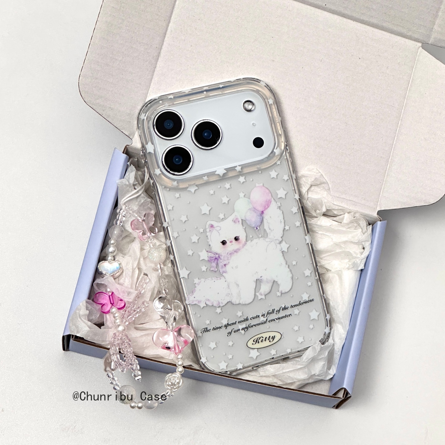 春日部防卫队Fighting｜日韩ins趣味可爱卡通满屏星星优雅气球小猫适用苹果17/16promax手机壳iphone15/14/13