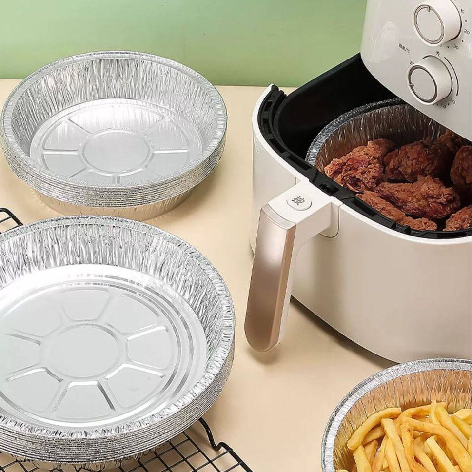 加厚锡纸盘家用空气炸锅纸盘圆形铝箔盘烤箱食用烘焙食品级耐高温,餐饮具,保鲜膜,淘宝优惠券,粉丝福利购,淘宝优惠卷