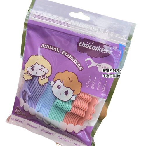 chocoikes动物牙线棒儿童超细牙签线动物造型家庭装牙线棒