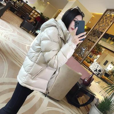 专柜新米灰色 玛雅冬季男女羽绒服情侣装加厚短款连帽亮面经典款