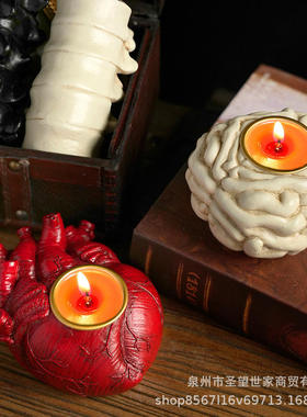 跨境新品热销万圣节摆件烛台高级感恐怖摆件心脏装饰用品复古道具