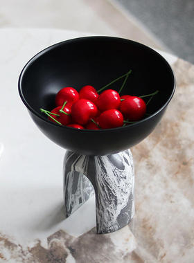 新中式现代仿大理石干果果盘酒店别墅会所桌面零食摆件收纳碗饰品