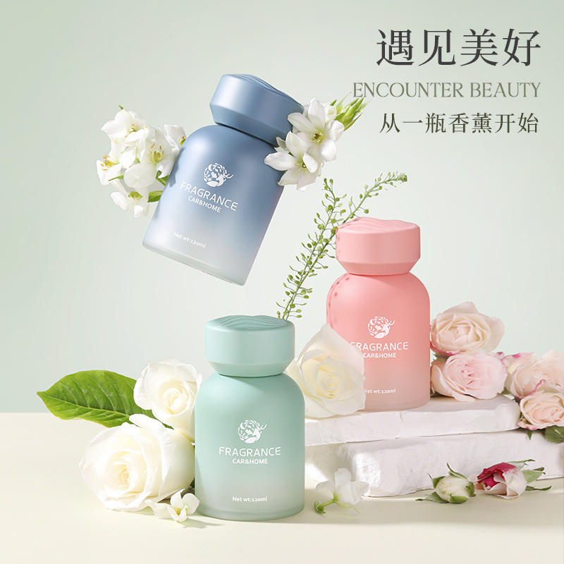 汽车香薰用品摆件芳香持久车家两用香水除异味琉璃高档花香调
