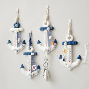 23CM地中海风格 饰挂勾挂衣钩木制工艺品挂件 船锚海锚铁锚家居装