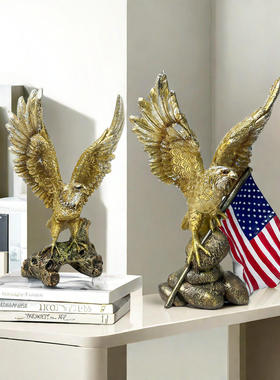 摆件美国国旗客厅新品老鹰家居树脂品样板房装饰乔迁礼物