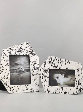 摆件简约高级感马毛相框艺术装饰画客厅现代卧室电视柜家居装饰品