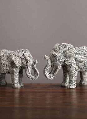 客厅办公室家居装饰品仿大象纹路玄关摆件中式家居创意报纸装饰品