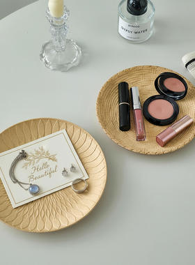 复古简约首饰毛胚盆树叶欧式托盘圆盆造型上色粗胚素材饰品