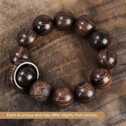 Sandalwood Prayer Bead Chain Wrist Meditation Star Ring