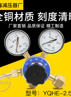 YQHE-6 2.5*25MPA氦气减压器调压阀压力表钢瓶减压器上海减压器厂