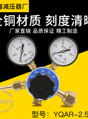 上海减压器厂YQAR-8 2.5*25MPA氩气减压器 气体钢瓶减压阀 压力表